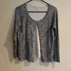 Belford‎ black and cream silk blend long sleeve cardigan women's medium